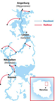Hausboot Urlaub Radtour durch Masuren
