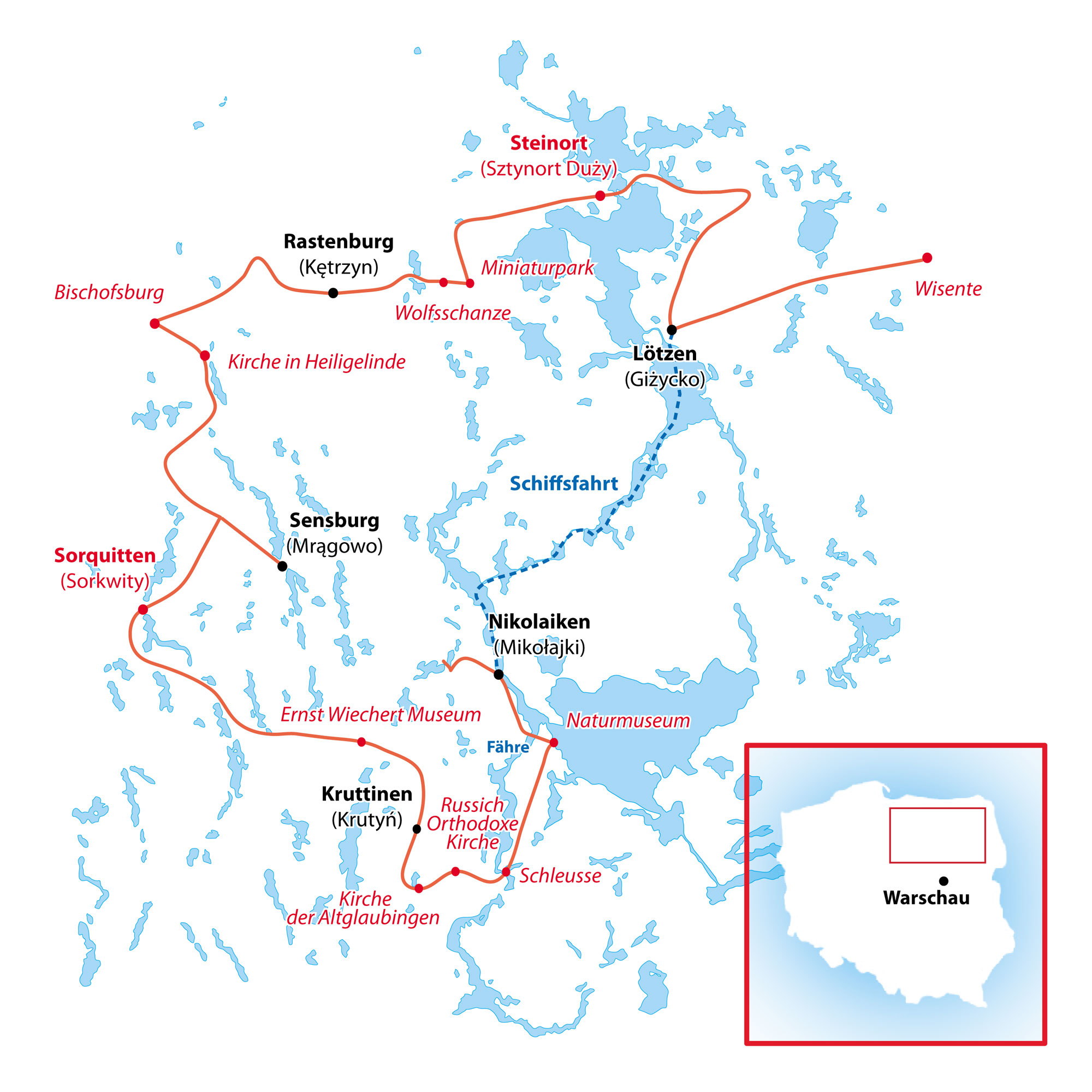 Masurische Seenplatte-individuelle Radreisen, Kajaktouren