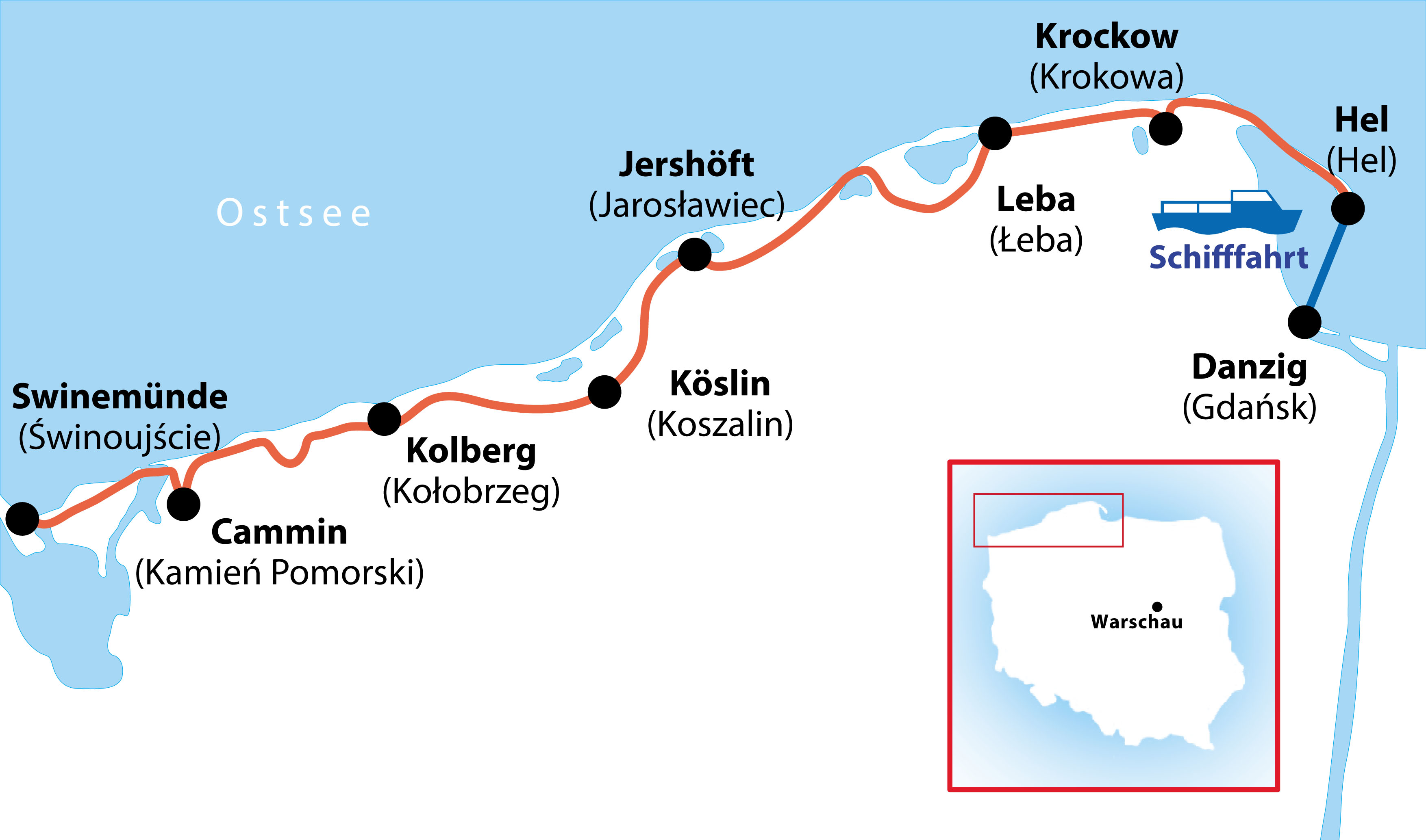 Polnische Ostseeküste Karte